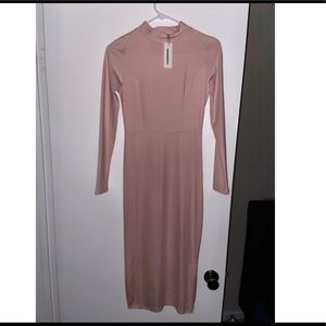 Nude Long Sleeve mid length dress. NEVER BEEN WORN
